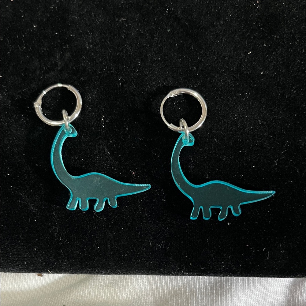 Stanley Aqua Dinosaur Hoop Earrings for Kids